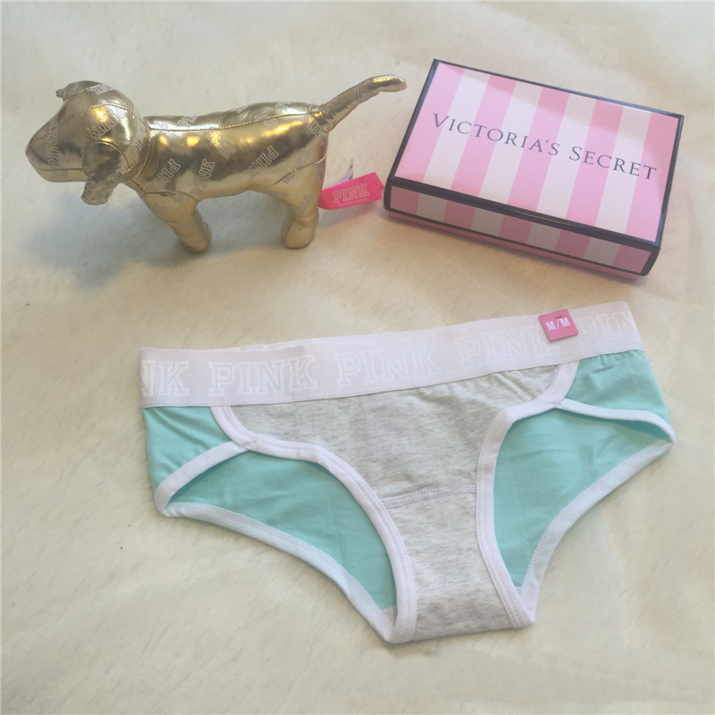 Трусики/Слипы VS PINK бирюза серые фото 2