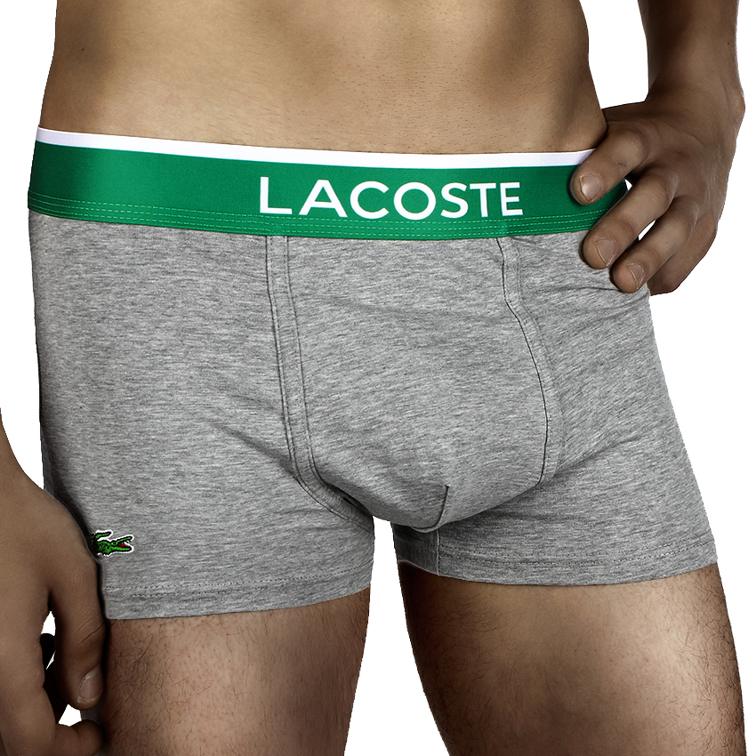 Чоловічі труси боксери Lacoste сірі смуга фото 1