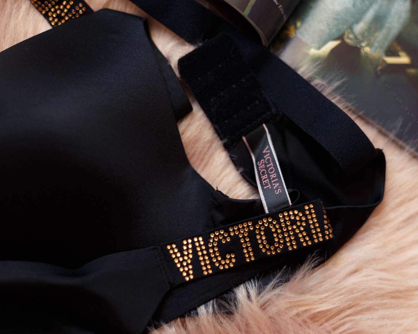 Жіночий комплект VS стрази безшовний чорний фото 4