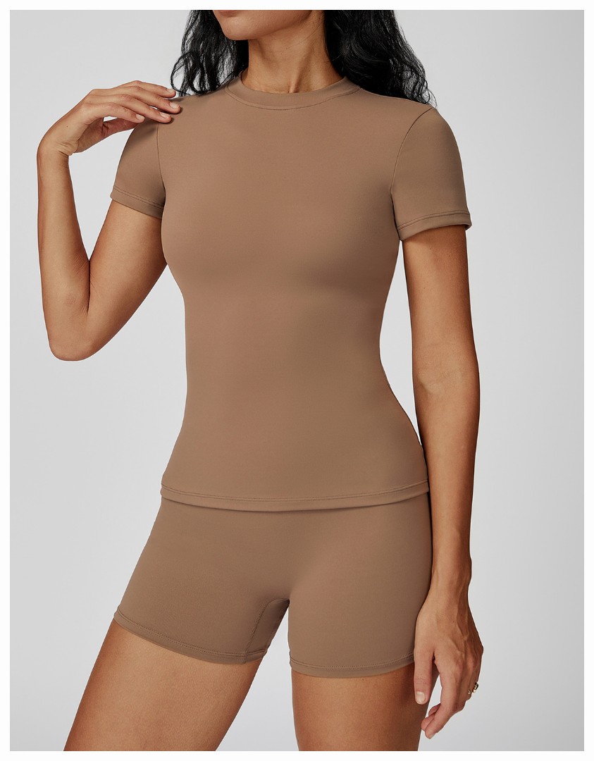 Спортивна подовжена футболка Slim brown фото 3