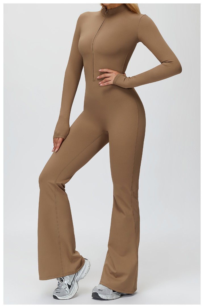 Спортивний утеплений жіночий комбінезон на флісі кльош Amen nude фото 5