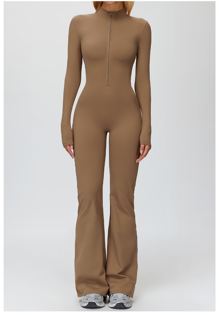 Спортивний утеплений жіночий комбінезон на флісі кльош Amen nude фото 4