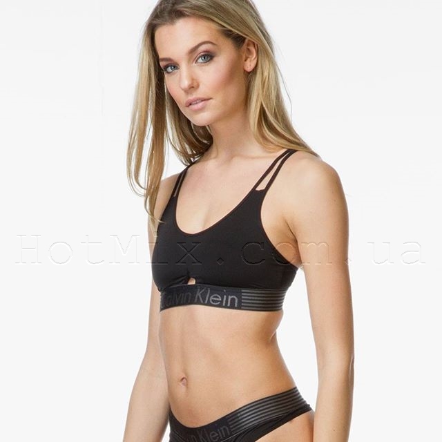 Комплект Calvin Klein топ стрінги смужка чорний фото 1