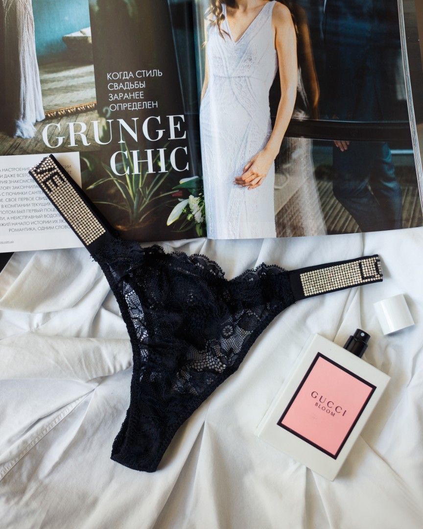 Стрінги гіпюр VS black lace фото 1