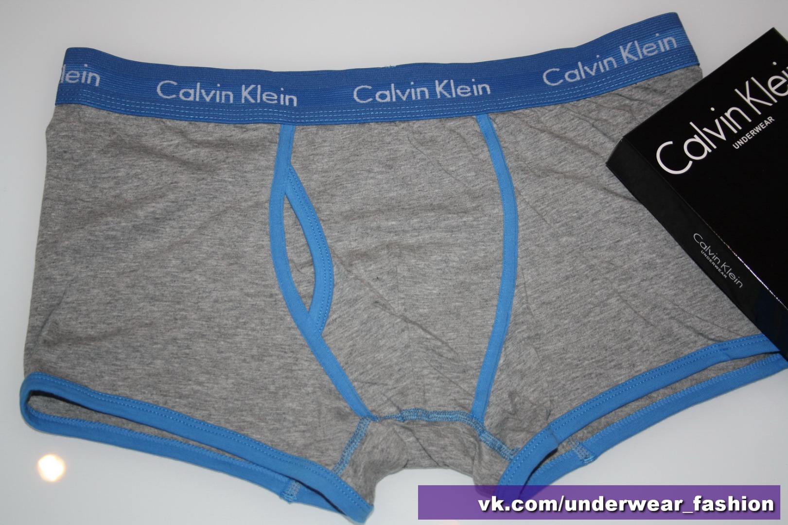 Чоловічі боксери Calvin Klein 365 Сірий синій кант фото 7
