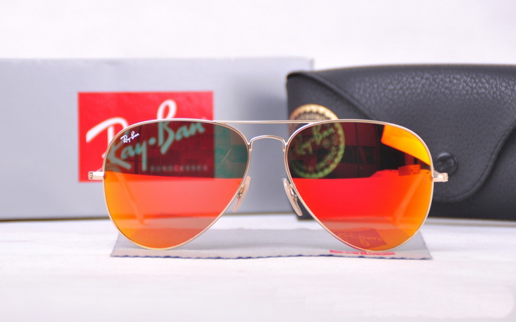 Окуляри Ray Ban Авіатор Золота оправа Помаранчеві 3025/3026 фото 3