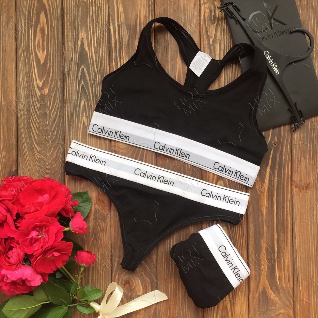 Спортивний комплект Calvin Klein Топ Стрінги чорний фото 1